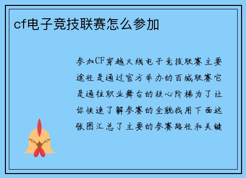 cf电子竞技联赛怎么参加